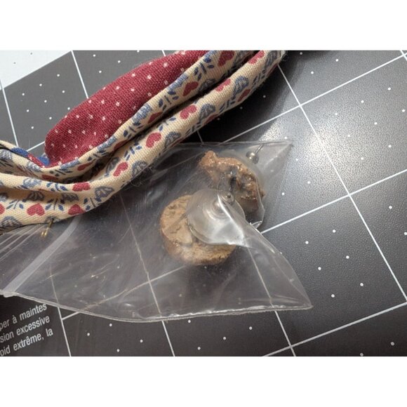 Scarf Bandana necklace & stud earrings ceramic red white blue country quilt 13" - Picture 5 of 9